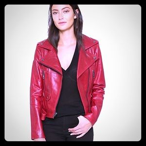Parker Belfast leather jacket in RED